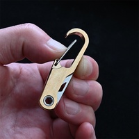 Couteau de poche pliant LFEDC en laiton avec mousqueton et clip, personnalisable avec logo, pour hommes et femmes