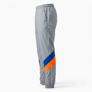 <b>Men</b> Color Block Windbreaker <b>Trouser</b> <b>Elastic</b> <b>Waist</b> Drawstring Casual Joggers Gray Blue Orange Stripe Knitted Midweight Autumn - Product Image 2