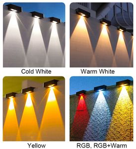 RGB משתנה שמש סיפון מדרגות אור אלחוטי אבטחה סולארית גדר אורות חיצוני 1200 mah Li-סוללת נוף קיר אור שמש - Product Image 2