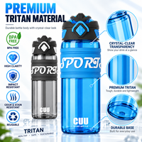 600ml 750ml Tritan Spor Su Şişesi BPA İçermez Sızdırmaz Güvenlik Kilidi Taşınabilir Spor Salonu Şişesi OEM Özel Logo ile