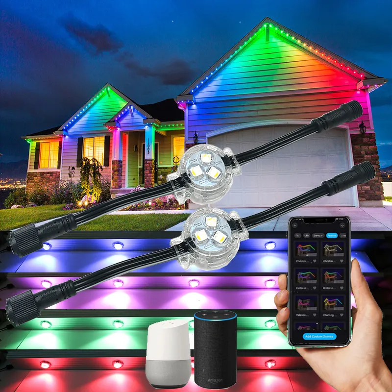 SHIJI luces de pista de Navidad permanentes 30mm RGBW UCS2904 48V luz LED de píxeles IP67 fuente de luz de punto Led impermeable al aire libre