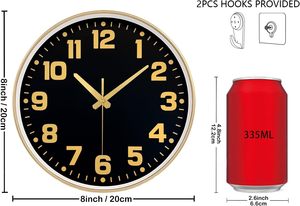 <span class=keywords><strong>Orologio</strong></span> da <span class=keywords><strong>Parete</strong></span> Analogico Moderno Silenzioso Senza Ticchettio con Display <span class=keywords><strong>a</strong></span> Lancette Nero Oro Numeri Grandi Facili da Leggere Certificato CE RoHS - Product Image 2