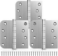 Charnières de porte à roulement à billes 4x4 pouces carrées, coin arrondi de 5/8 po, robustes en acier inoxydable, silencieuses, avec axe non amovible