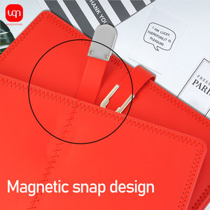 Logotipo personalizado A5 PU Tapa dura cuaderno botón diseño línea Horizontal Diario Negocio personalización - Product Image 4