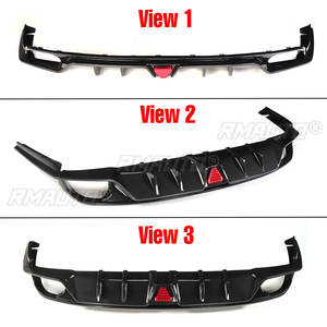 Carbon Fiber Look Rear Bumper <b>Diffuser</b> Lip Spoiler With <b>LED</b> Light for Honda Civic 11th 2022-2023 - Product Image 2