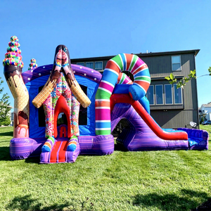 Wet or dry outdoor kids party jumpers combo bouncy castle <b>inflatable</b> sugar shack bounce <b>house</b> with water slide - Product Image 1