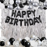Kit de Décoration de Fête d'Anniversaire Joyeux Anniversaire : Guirlande Arche Bleue, Rose, Noire, Crème, Oh Baby, Lettres en Latex et Aluminium pour 16ème Anniversaire
