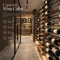 Fabricant d'armoires à vin sur mesure Minghou, système de rangement en bois et métal avec porte en verre pour projets résidentiels et commerciaux