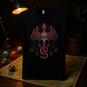 T-shirt Tribal Dragon Dice, abbigliamento da gioco con grafica nera - Product Image 2
