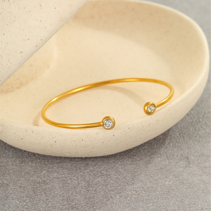 Fashion zircon open bracelet, <b>stainless</b> <b>steel</b> bracelet, light luxury style, gold-plated hand jewelry, wholesale for ins trend - Product Image 4