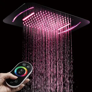 Pommeau <span class=keywords><strong>de</strong></span> <span class=keywords><strong>douche</strong></span> LED <span class=keywords><strong>de</strong></span> luxe encastrable au <span class=keywords><strong>plafond</strong></span>, avec télécommande, effet pluie et cascade, pour salle <span class=keywords><strong>de</strong></span> bain, haute qualité - Product Image 1