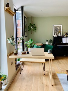 Table Murphy en chêne massif, bureau mural rabattable, rectangulaire, fait main, <span class=keywords><strong>cadre</strong></span> épaissi, gain de place (50x90 cm) - Product Image 2
