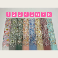 Tissu en dentelle de tulle G3808 lourd, orné de fleurs de lotus 3D, de paillettes et de perles, disponible en 8 couleurs pour robes de mariée et robes de soirée