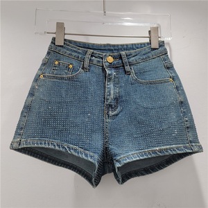 New Summer Shinny Full Rhinestone Stretch <strong>High</strong> <strong>Waist</strong> Denim <strong>Shorts</strong> Women <strong>Jeans</strong> <strong>Shorts</strong> - Product Image 3