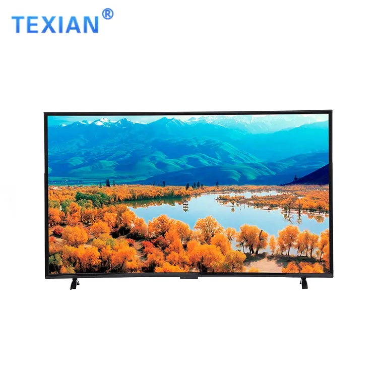 Tela curvada LED de 43 polegadas Televisão LCD Oem 50 55 65 polegadas 4K Uhd Digital Vidro Temperado Curva Hdtv Preto