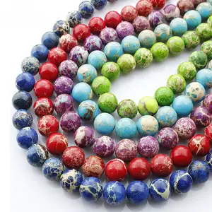 6/8/10ミリメートルNatural Round Imperial Jasper Stone Beads Smooth Multicolor Emperor Beads Round Loose StoneためJewelry Making