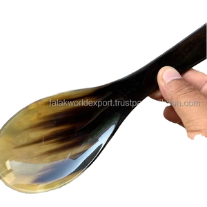 Cucharas para servir de cuerno de búfalo hechas a mano de la mejor calidad, cubiertos de diseño tallado para vajilla de Falak World Export - Product Image 1