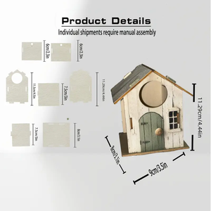 Ahşap el yapımı noel kuş evleri DIY Birdhouse bahçe Villa köy Birdhouse asılı dekorasyon küçük ahşap kuş evleri - Product Image 5