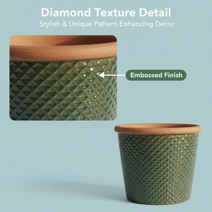 Grands pots à fleurs en céramique durables avec un design classique moderne, finition émaillée pour une utilisation en intérieur et en extérieur et pour les plantes d'intérieur - Product Image 5