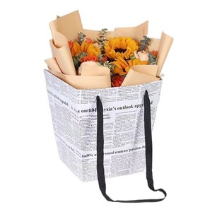 <span class=keywords><strong>Sac</strong></span> de transport trapézoïdal vierge pour fleurs avec fenêtre transparente et poignée en ruban de satin pour l'affichage en boutique florale ou pour les startups - Product Image 5
