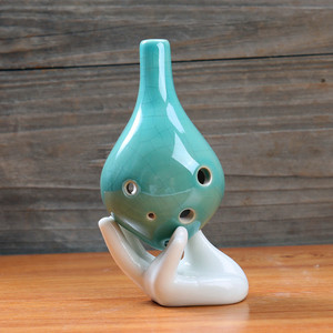 Ocarina de 6 orificios con esmalte craquelado, flauta de cerámica hecha a mano, instrumento musical para estudiantes, venta al por mayor - Product Image 2