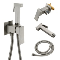 Robinet de douche mural carré en laiton pour salle de bain avec douchette bidet et tuyau de douche pour toilettes