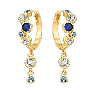 Pendientes/argollas de cobre blanco con degradado azul burbuja al por mayor, un regalo versátil de verano para niñas. - Product Image 1