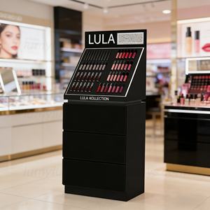 ตู้โชว์เครื่องสำอางแบบตั้งพื้นพร้อมช่องอะคริลิคและกระจกสำหรับมาสคาร่า อายไลเนอร์ ลิปกลอส เหมาะสำหรับเคาน์เตอร์ขายปลีก - Product Image 1