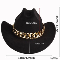Ensemble Chapeau Haut-de-forme Jazz Moderne en Feutre et Sac à Chaîne pour Hommes et Femmes, Style Européen et Américain, à Large Bord, Broderie 3D, Cadeau de Fête et d'Anniversaire