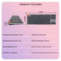 Clavier de jeu sans fil 2,4 GHz, 87 touches, clavier mécanique à profil bas, rétroéclairage LED RVB, clavier de jeu USB