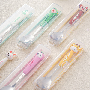 304 Stainless Steel Cartoon Animal Pattern Cake and Dessert Spoons and Forks Children's Portable Cutlery Set Gift Box - Product Image 4