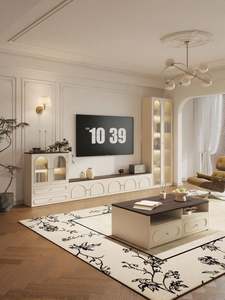 Meuble TV moderne de luxe léger, ensemble de table basse et de meuble TV pour salon, meuble TV en bois massif avec rangement pour la maison - Product Image 5