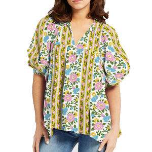 Camicia di <span class=keywords><strong>viscosa</strong></span> top estive mezze maniche isole polinesiane camicetta stampa personalizzata per le donne Casual all'ingrosso - Product Image 2