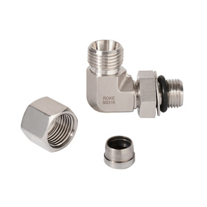 Raccord de tuyauterie à angle droit en acier inoxydable ROKE SS316 DIN2353, connecteur hydraulique - Product Image 5