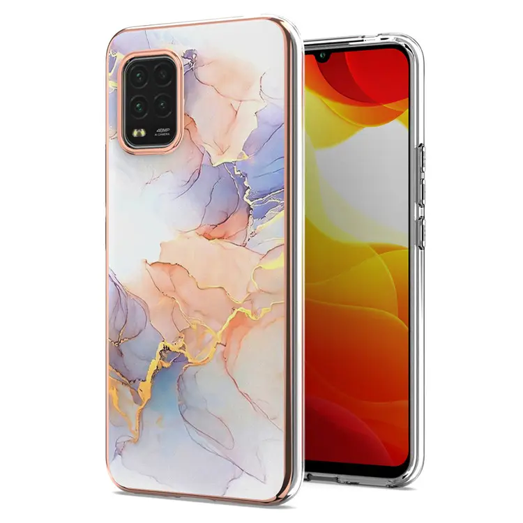 For Xiaomi Redmi 9A MI 10 LiteNote Plating Electroplated IMD Marble Phone Case for MI 10T Pro Core iPhone Back cover