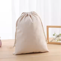 Pochette en coton écologique Sac à cordon en toile de coton imprimée de logo personnalisé avec double sac à cordon