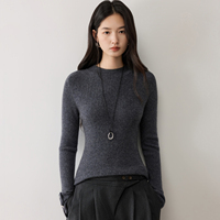 Großhandel Halbhoher Kragen Kaschmir-Pullover für Damen, Schlankmachende Pullover, Gestrickte Basis-Pullover, Herbst und Winter