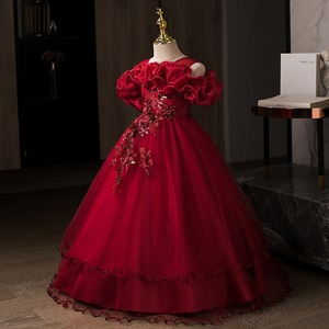 Vestido Largo de Princesa Estilo Gala con Hombros Descubiertos y Encaje <span class=keywords><strong>para</strong></span> <span class=keywords><strong>Niñas</strong></span> <span class=keywords><strong>para</strong></span> Boda Fiesta de Cumpleaños y Presentación con Capas en Stock - Product Image 2