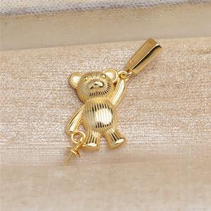 Pendentif en argent S925 en forme d'ours ballon avec support vide pour perle, accessoires de pendentif lisses à faire soi-même, support vide pour perle plaqué, emballé dans un sac - Product Image 4