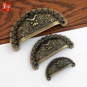 Poignée de tiroir semi-ronde en alliage de zinc, style traditionnel, tête de lion antique B086 - Product Image 1