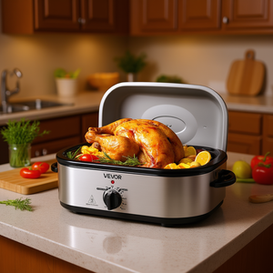 Forno Elettrico per Arrosto da 18Qt in Acciaio Inossidabile con Coperchio Autoriscaldante, Manico Antiscottatura e Temperatura Regolabile per Arrosto di Tacchino - Product Image 2