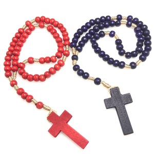 Cavo religioso Collana Del <span class=keywords><strong>Rosario</strong></span> Ovale Brown Perline di Legno Cavo Rosari - Product Image 4