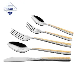 24 Piece Titanium Gold Plated Stainless Steel Cutlery Set 24 Pieces Golden Flatware Set Gold Silverware Set Cutlery Sets