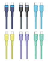 Kabel USB C ke USB C 100W PD Pengisian Cepat, Kabel Data Tipe-C Berbahan Nilon Kepang untuk Laptop, Smartphone, Tablet