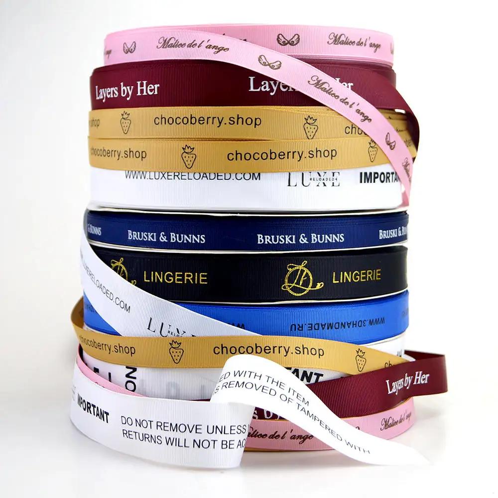 Customized ribbon flower shop LOGO printed ribbon trademark printing webbing printed decoration wrist ribbon