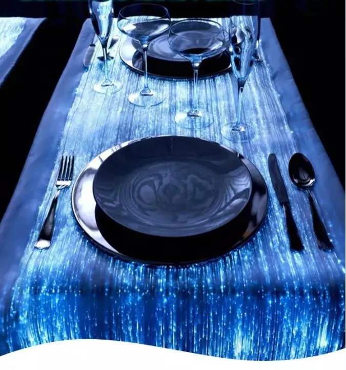 Promotion fiber optic luminous fabric tablecloth