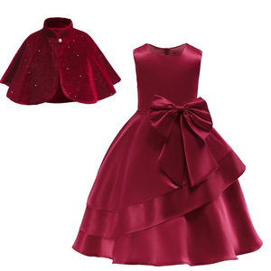 Vestidos <span class=keywords><strong>de</strong></span> Niña para Damas <span class=keywords><strong>de</strong></span> Honor, Vestido <span class=keywords><strong>de</strong></span> Princesa para Banquete <span class=keywords><strong>de</strong></span> Boda, Falda <span class=keywords><strong>de</strong></span> Terciopelo con Chal, Conjunto <span class=keywords><strong>de</strong></span> 2 Piezas - Product Image 1