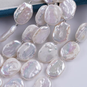 Perles d'eau douce blanches semi-finies en forme de barre courte, 13-15 mm, perles lâches, bracelet carré elliptique baroque naturel de Zhuji, 18 cm - Product Image 4