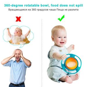 Nouveau Porudtcs bébé bols ensemble d'alimentation personnalisé rond unspillable <span class=keywords><strong>Anti</strong></span> déversement gyroscope bébé bol 360 rotatif bébé bol sans BPA - Product Image 5