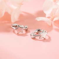 Boucles d'oreilles créoles en alliage, motif étoile à quatre branches, plaqué rhodium, style vintage de luxe, pour fêtes automne-hiver, collection Forêt Polyvalente Iris